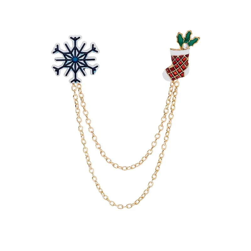 Cubic Zirconia & Blue Snowflake Stocking Chain Brooch made by Zulily