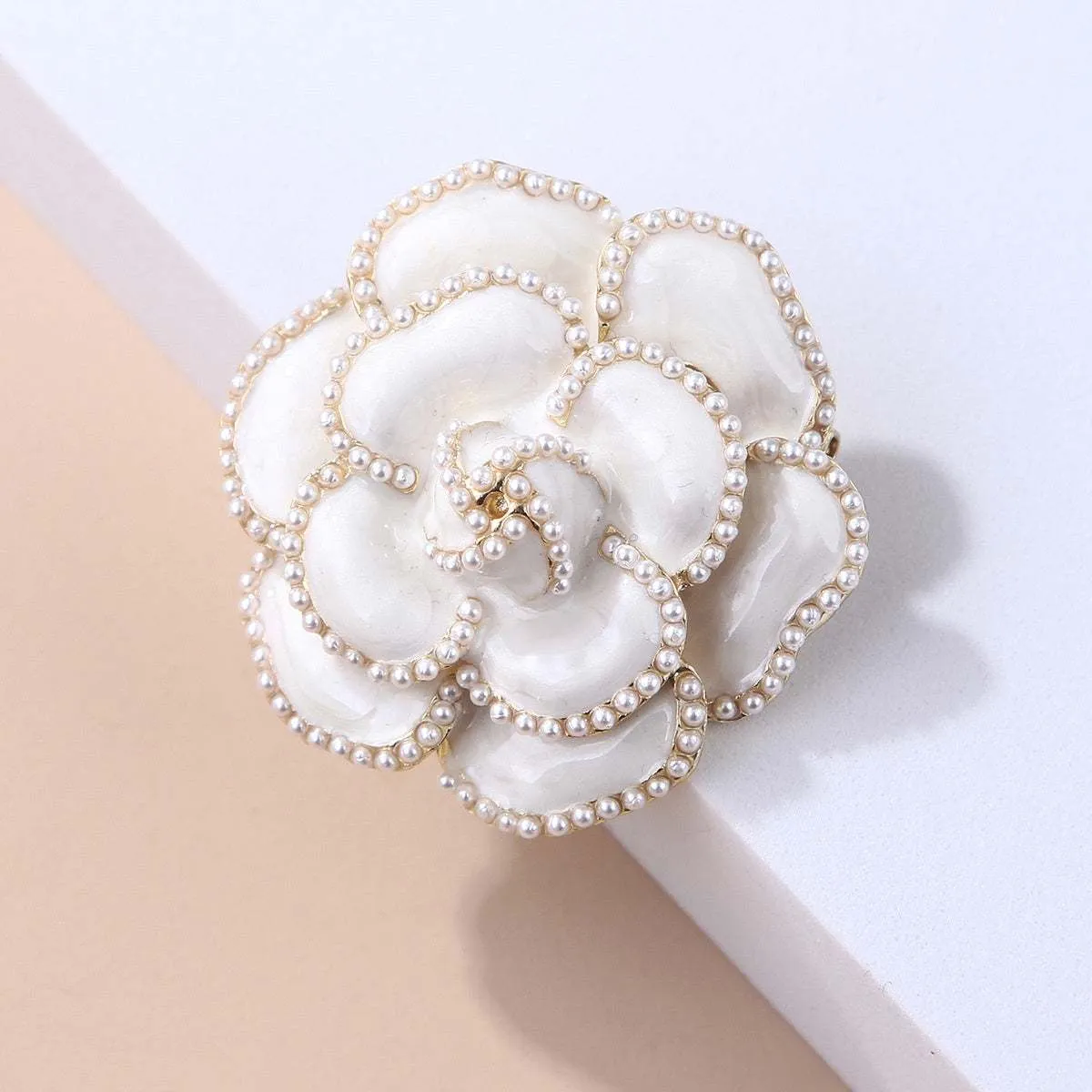 White & Pearl Camellia Brooch sold by Zulily product image thumbnail 3