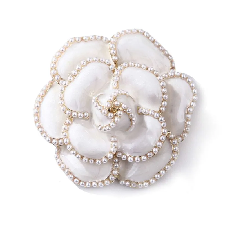 White & Pearl Camellia Brooch made by Zulily