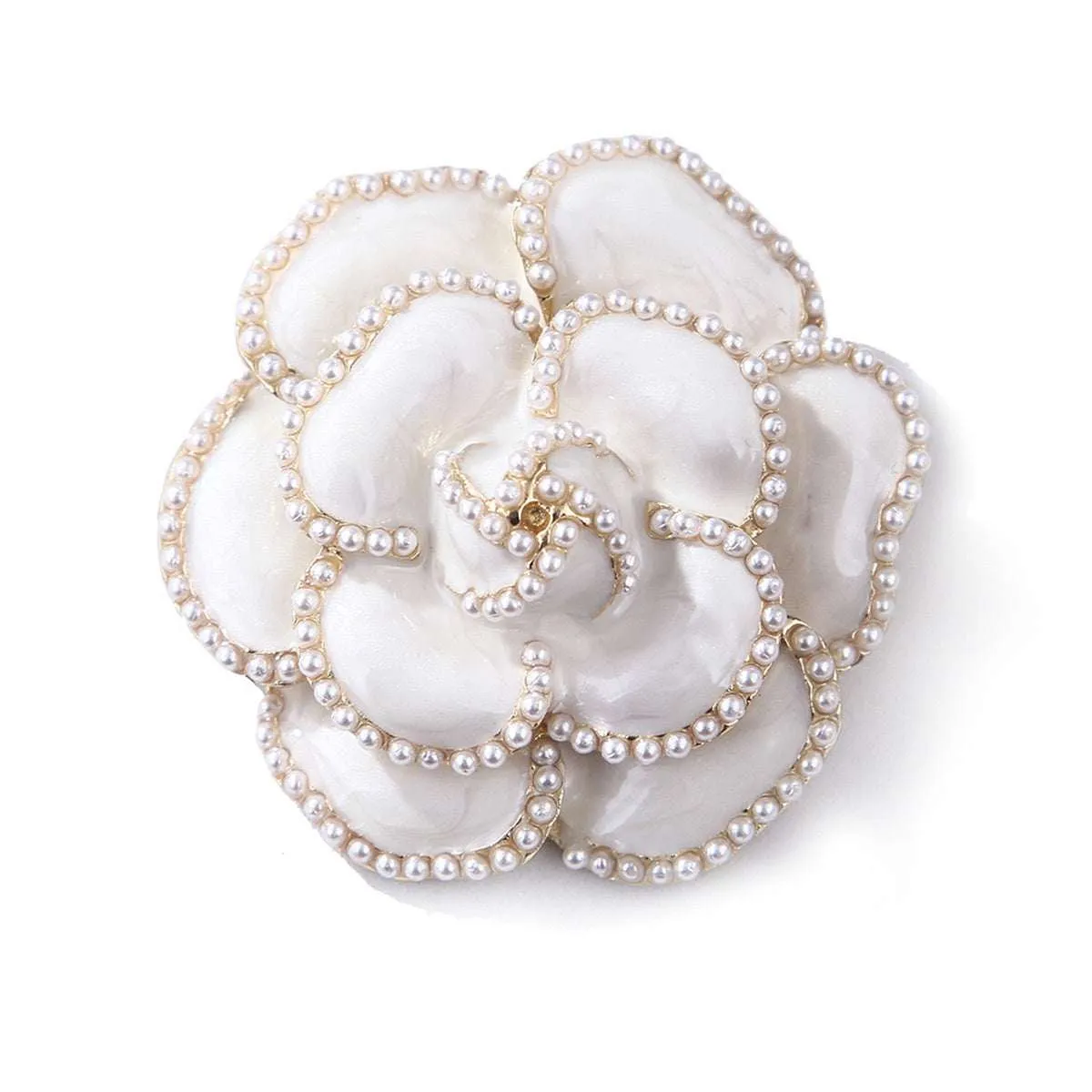 White & Pearl Camellia Brooch sold by Zulily