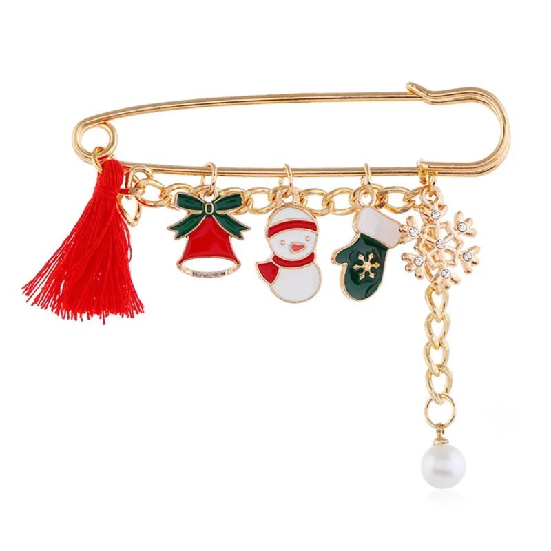 Cubic Zirconia & Pearl Goldtone Bell Snowman Pin Brooch made by Zulily