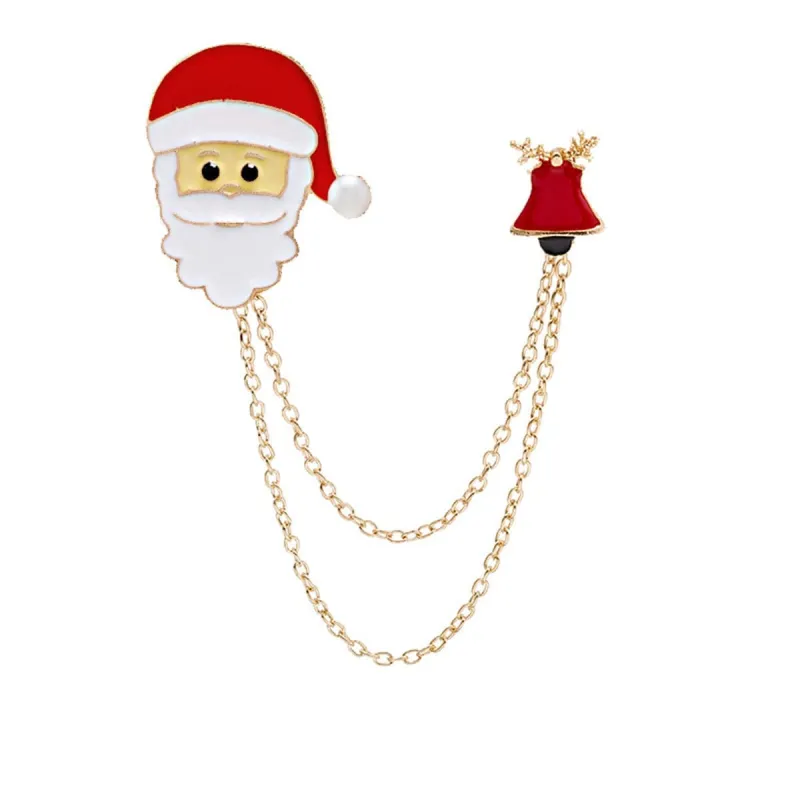 Pearl & Enamel Goldtone Santa Bell Chain Brooch made by Zulily