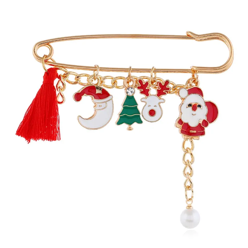 Cubic Zirconia & Pearl Enamel Goldtone Christmas Tree Pin Brooch made by Zulily