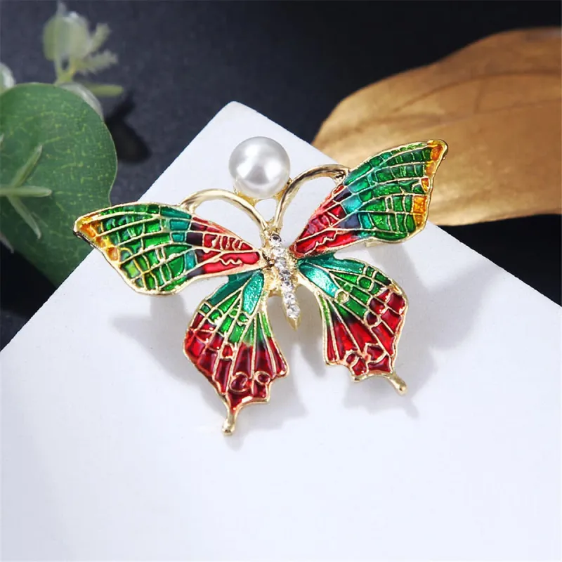 Pearl & Cubic Zirconia Multicolor Enamel Goldtone Butterfly Brooch made by Zulily