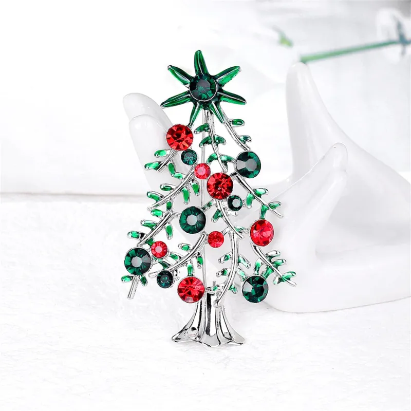 Red & Green Crystal Christmas Tree Brooch made by Zulily