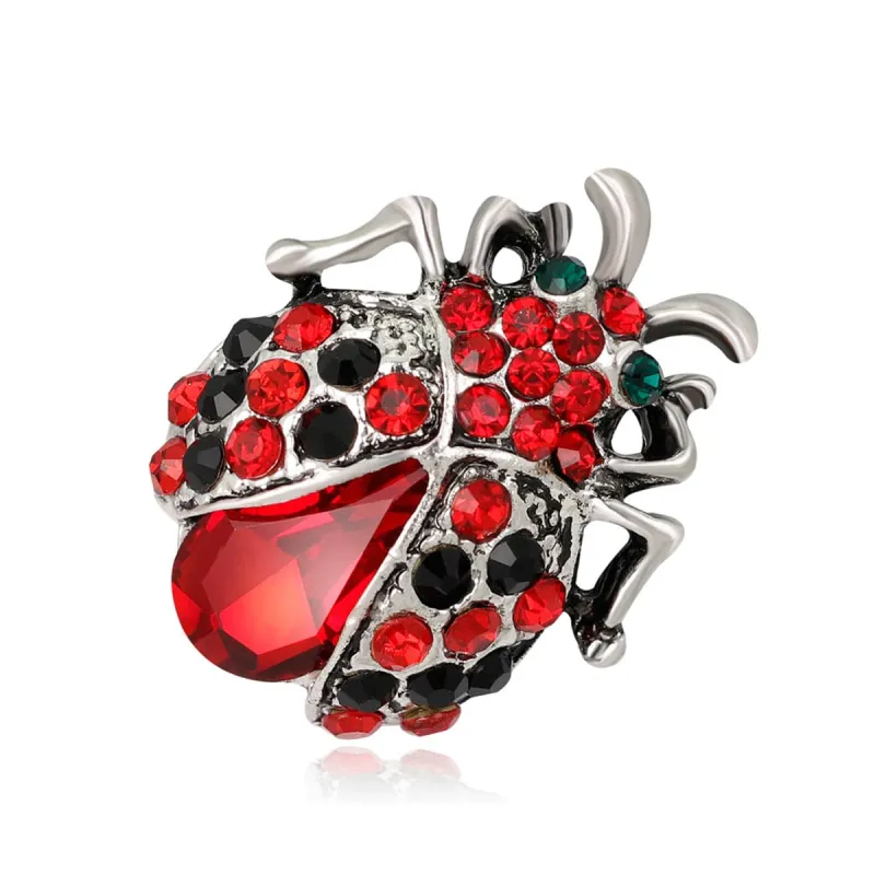 Red Crystal & Cubic Zirconia Ladybug Brooch made by Zulily