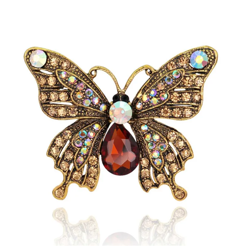 Green Crystal & Cubic Zirconia Goldtone Butterfly Brooch made by Zulily