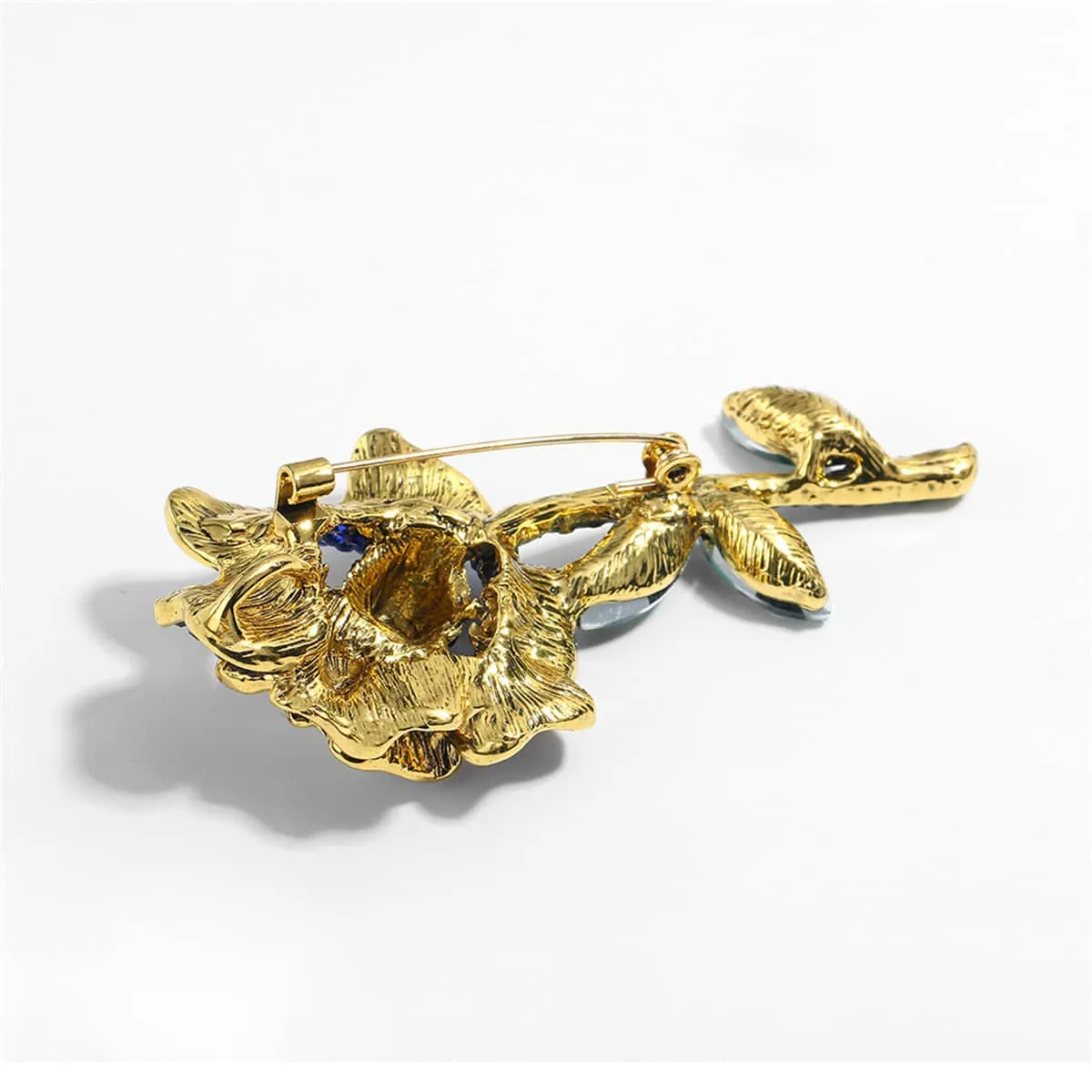 Blue Cubic Zirconia & Crystal Goldtone Rose Brooch sold by Zulily product image thumbnail 2