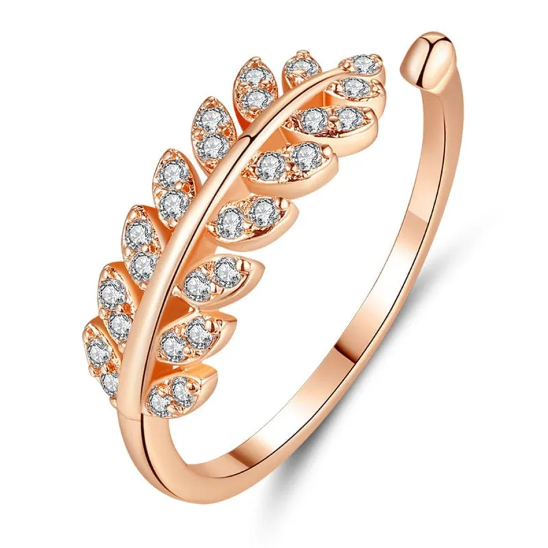 Cubic Zirconia & Rose Goldtone Leaf Bypass Ring made by Zulily