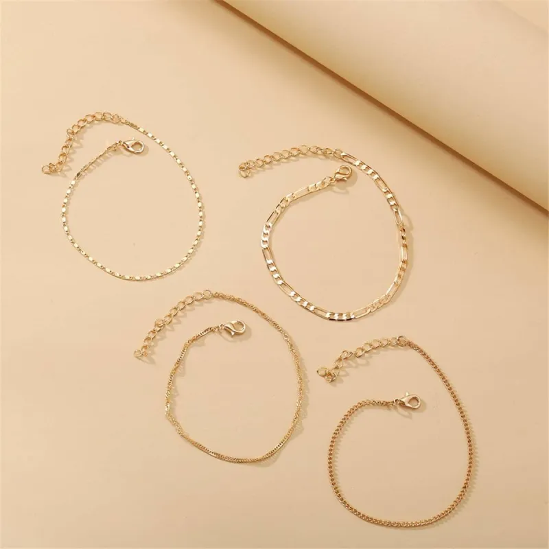 Goldtone Figaro Chain Anklet Set made by Zulily