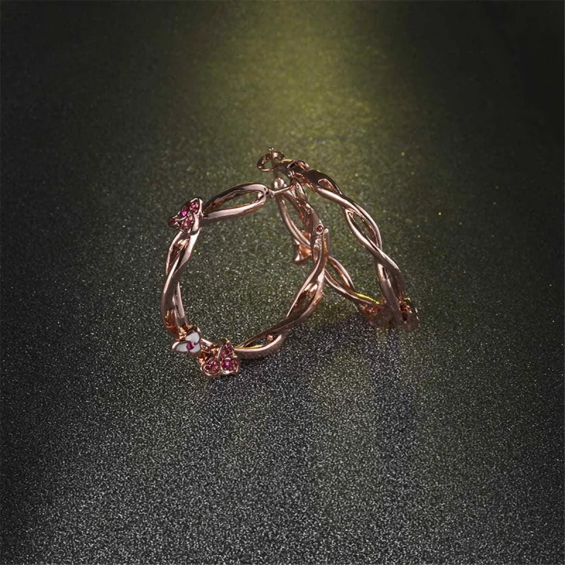 Crystal & Rose Goldtone Floral Hoop Earrings made by Zulily