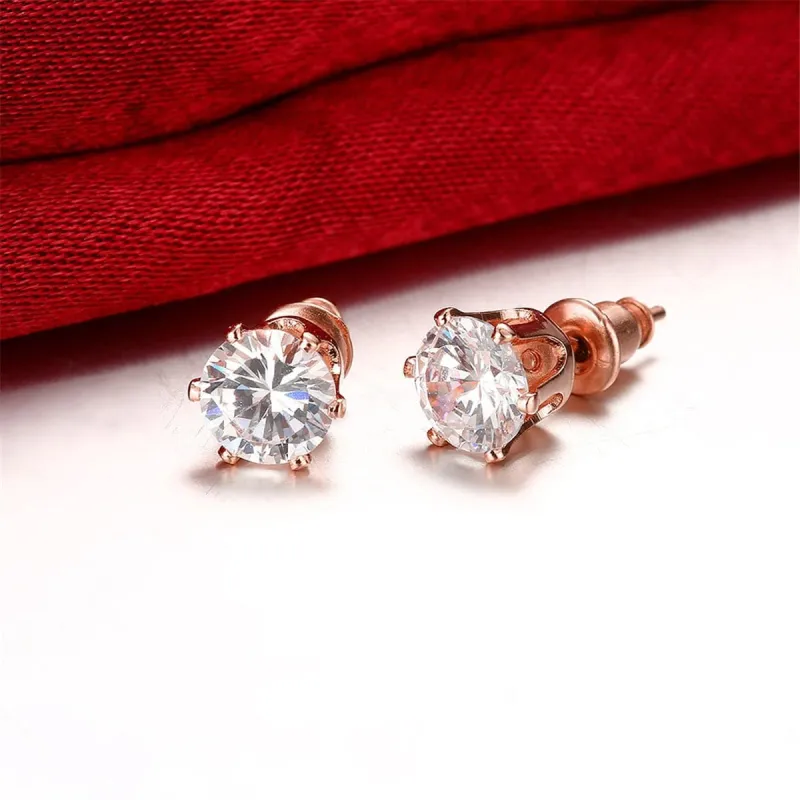 Cubic Zirconia & Rose Goldtone Stud Earrings made by Zulily