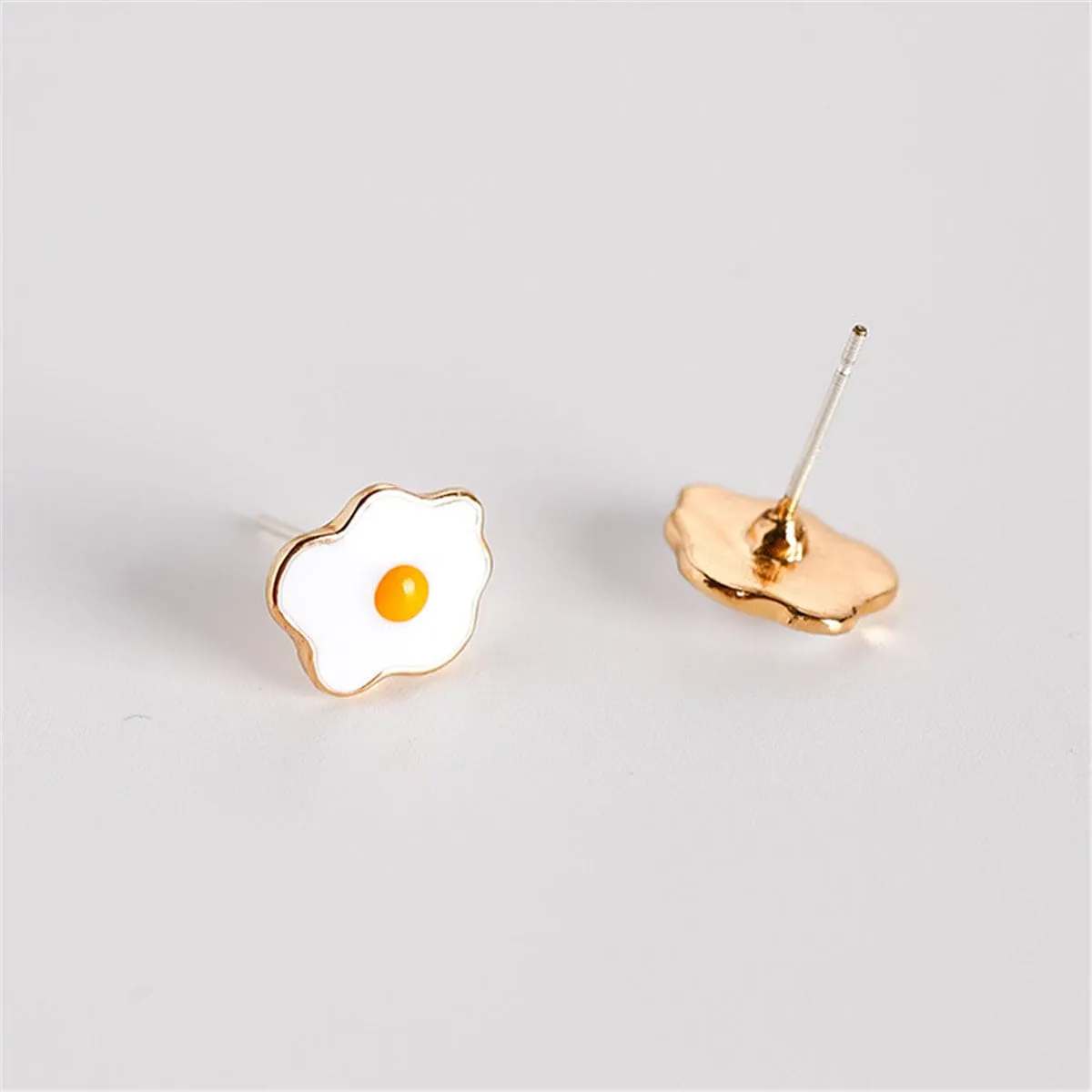 White Enamel & Goldtone Poached Eggs Stud Earrings sold by Zulily product image thumbnail 2