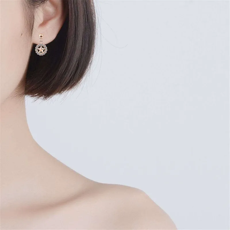 Cubic Zirconia & Rose Goldtone Star & Circle Drop Earrings made by Zulily