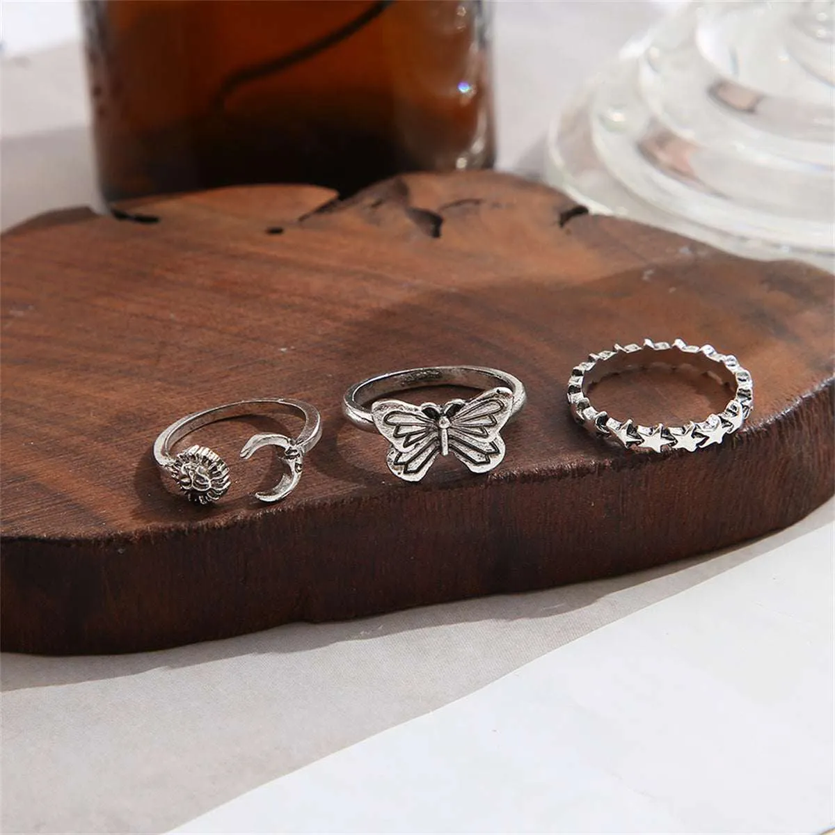 Silvertone Celestial Bypass Ring Set sold by Zulily product image thumbnail 2