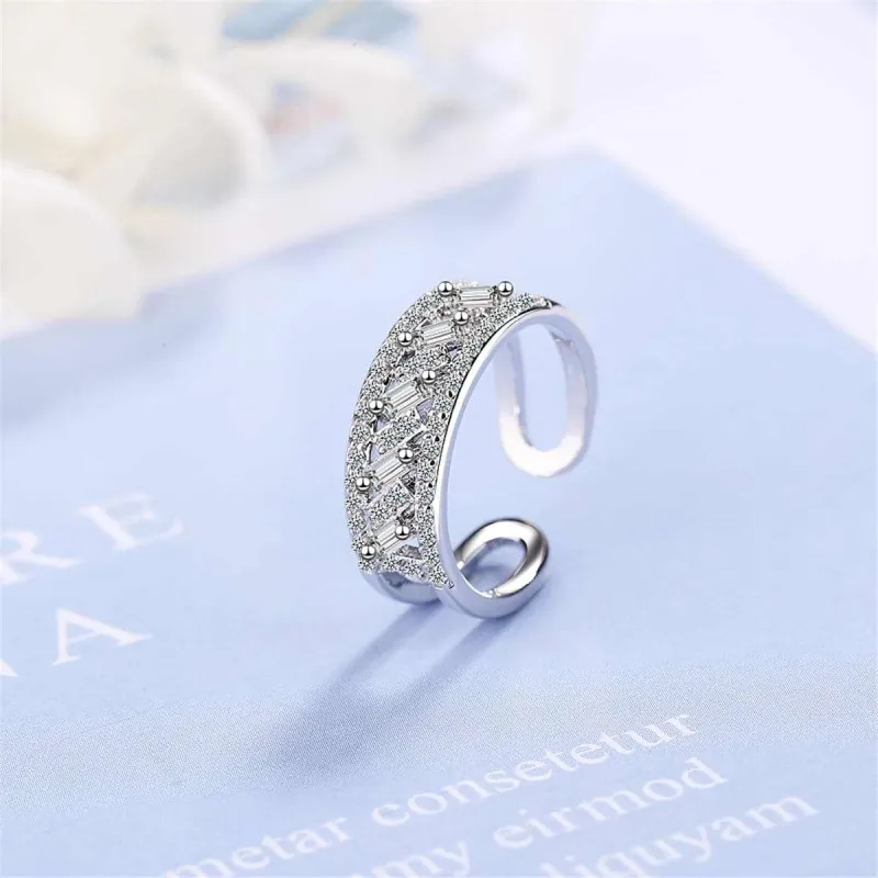 Cubic Zirconia & Silvertone Adjustable Ring made by Zulily