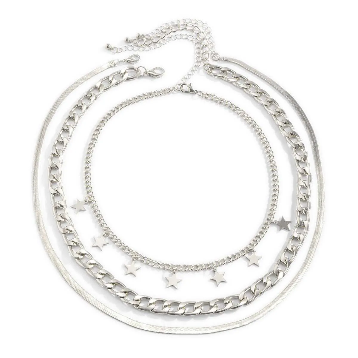 Silvertone Star Station Choker Necklace Set sold by Zulily