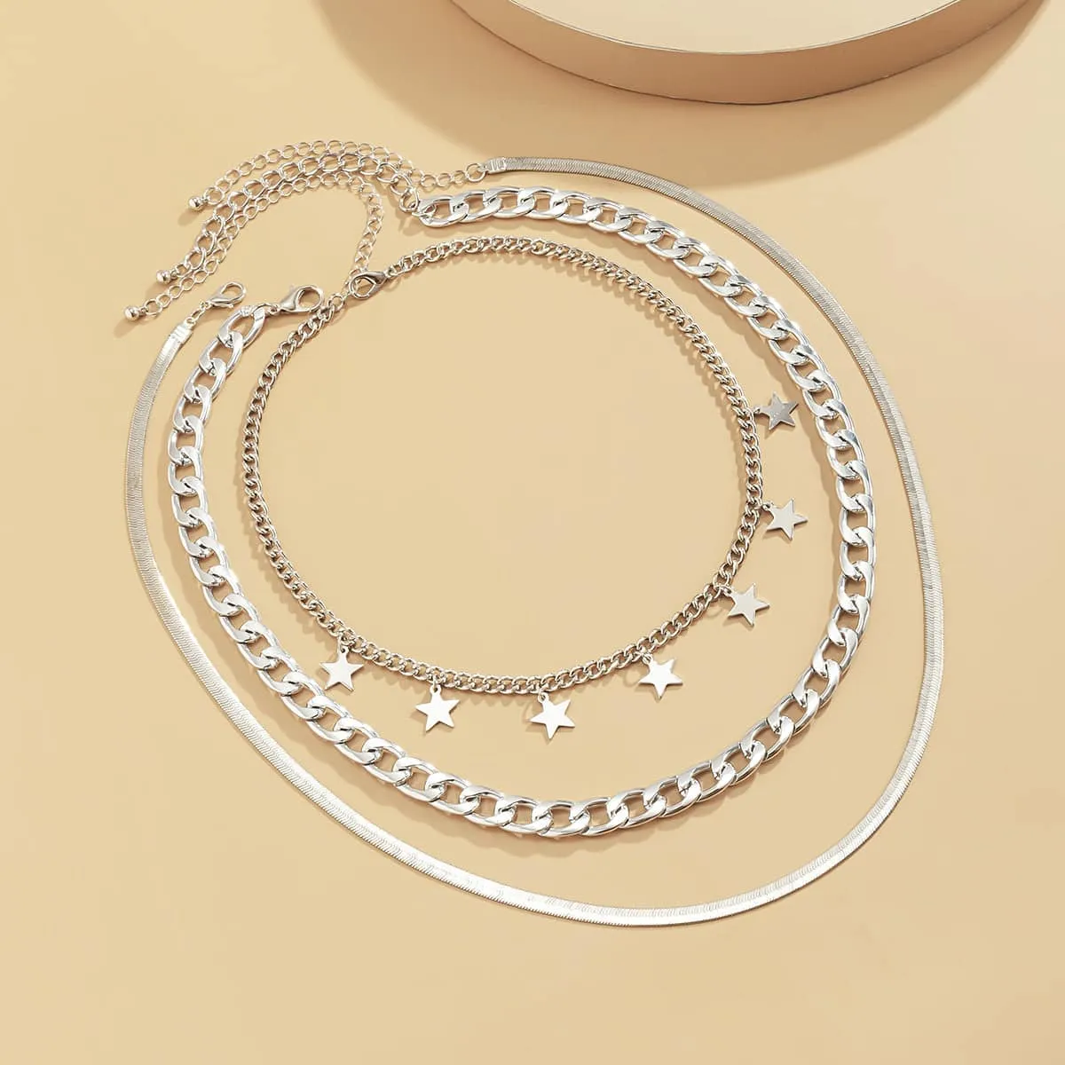 Silvertone Star Station Choker Necklace Set sold by Zulily product image thumbnail 2