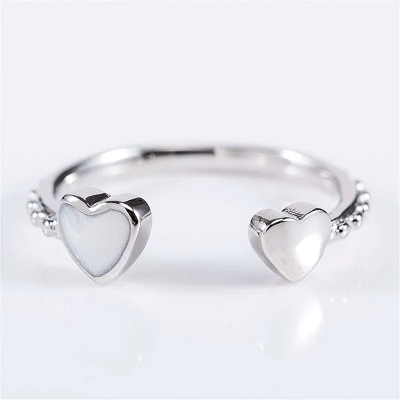 Enamel & Silvertone Heart Shape Open Ring made by Zulily
