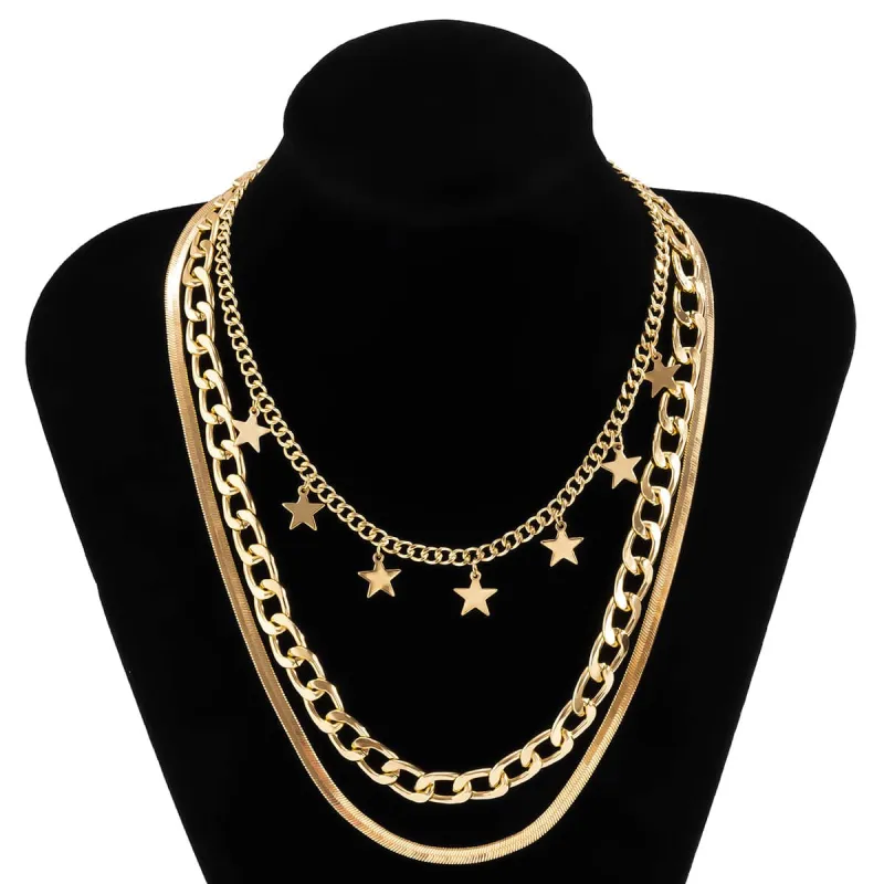 Goldtone Star Station Choker Necklace Set made by Zulily