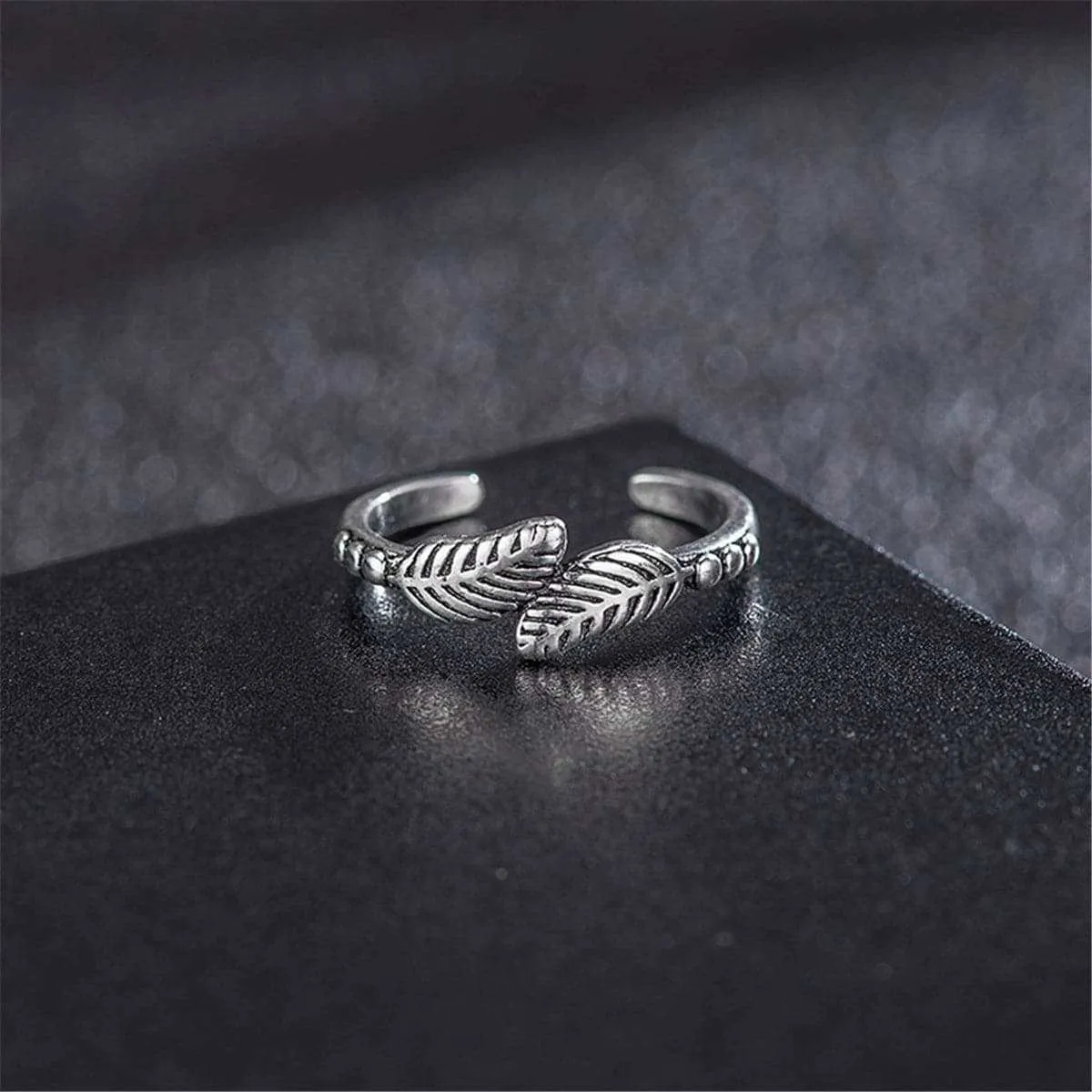 Cubic Zirconia & Silvertone Leaf Adjustable Toe Ring Set sold by Zulily