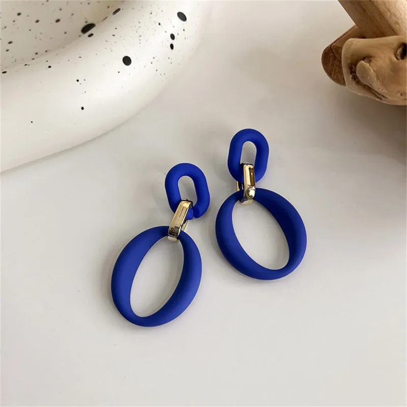 Navy Enamel & Goldtone Openwork Oval Drop Earrings made by Zulily