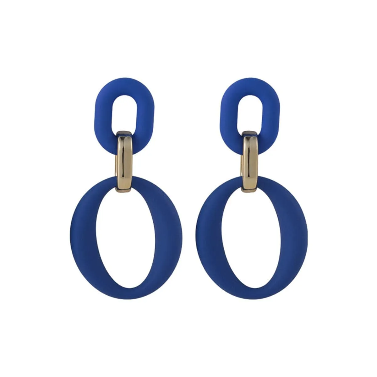 Navy Enamel & Goldtone Openwork Oval Drop Earrings sold by Zulily product image thumbnail 2