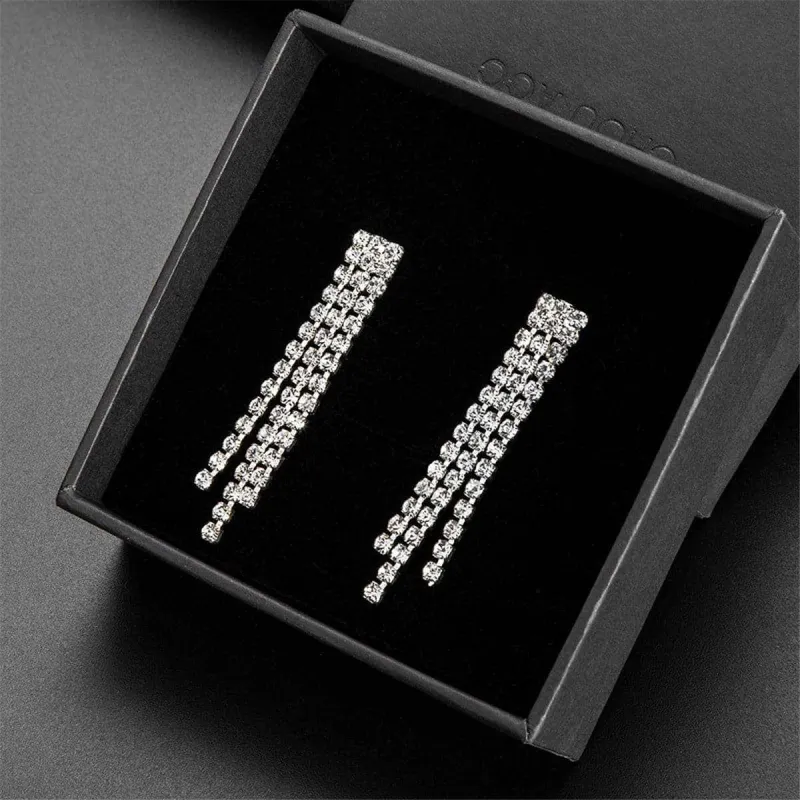 Cubic Zirconia & Silvertone Linear Drop Earrings & Necklace made by Zulily