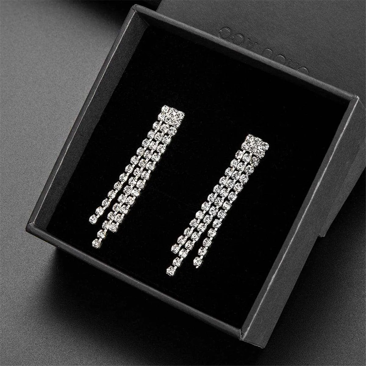 Cubic Zirconia & Silvertone Linear Drop Earrings & Necklace sold by Zulily