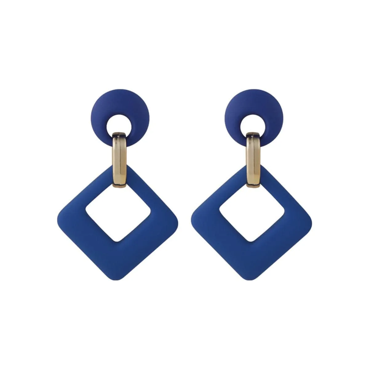 Navy Enamel & Goldtone Open Rhombus Drop Earrings sold by Zulily