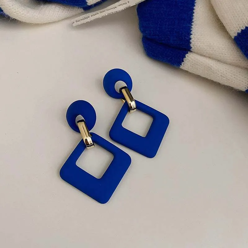 Navy Enamel & Goldtone Open Rhombus Drop Earrings sold by Zulily product image thumbnail 3