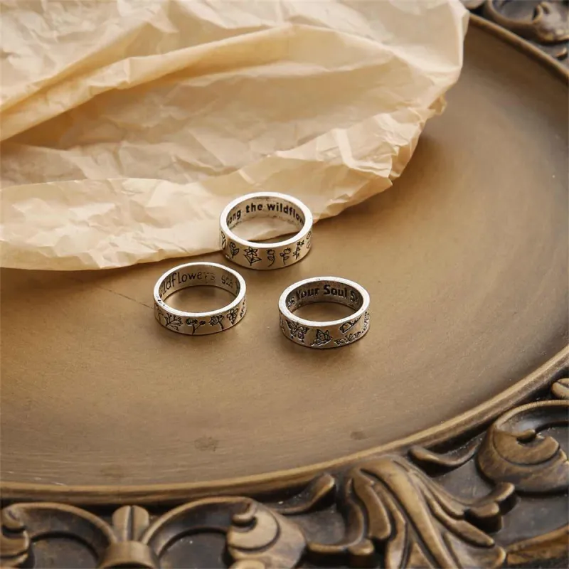Silvertone Botany Band Ring Set made by Zulily