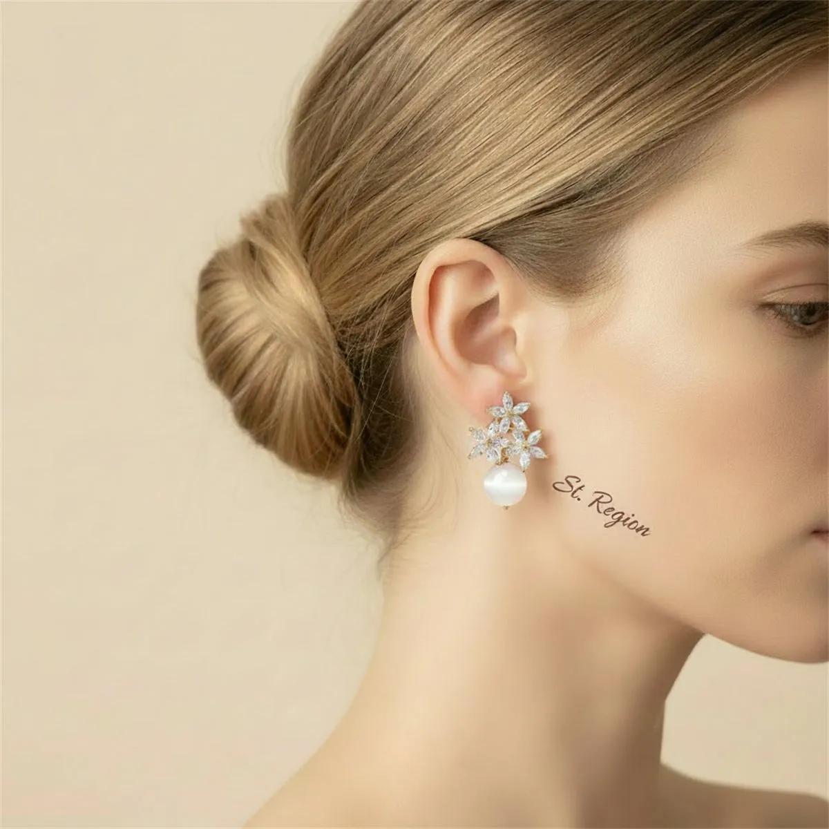 Goldtone & Clear Cubic Zirconia Floral Stud Earrings sold by Zulily product image thumbnail 5