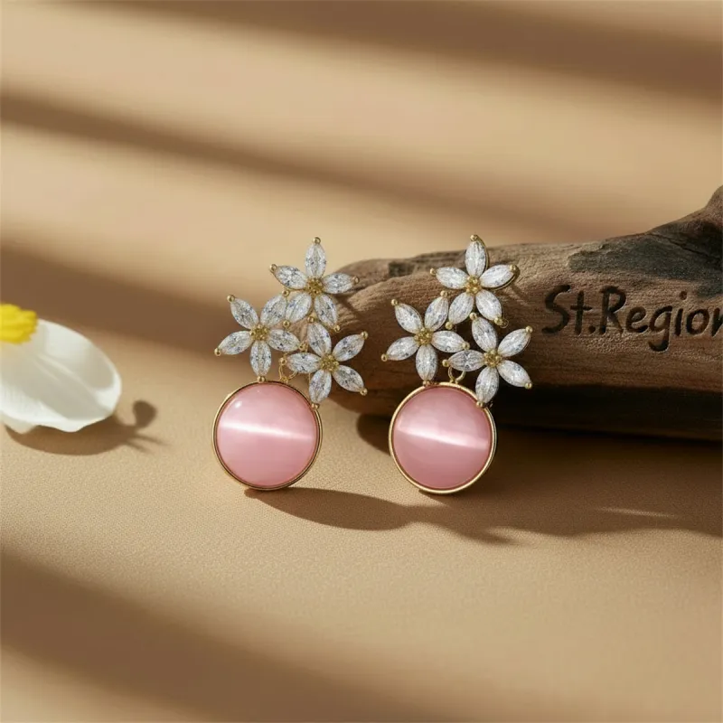 Goldtone & Clear Cubic Zirconia Floral Stud Earrings made by Zulily