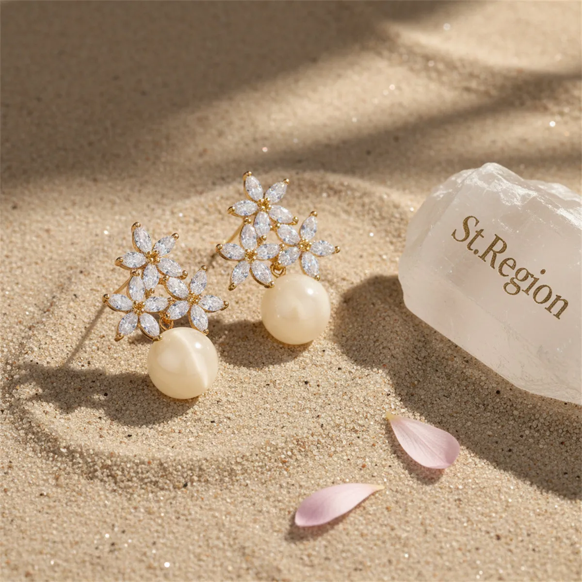 Goldtone & Clear Cubic Zirconia Floral Stud Earrings sold by Zulily product image thumbnail 3