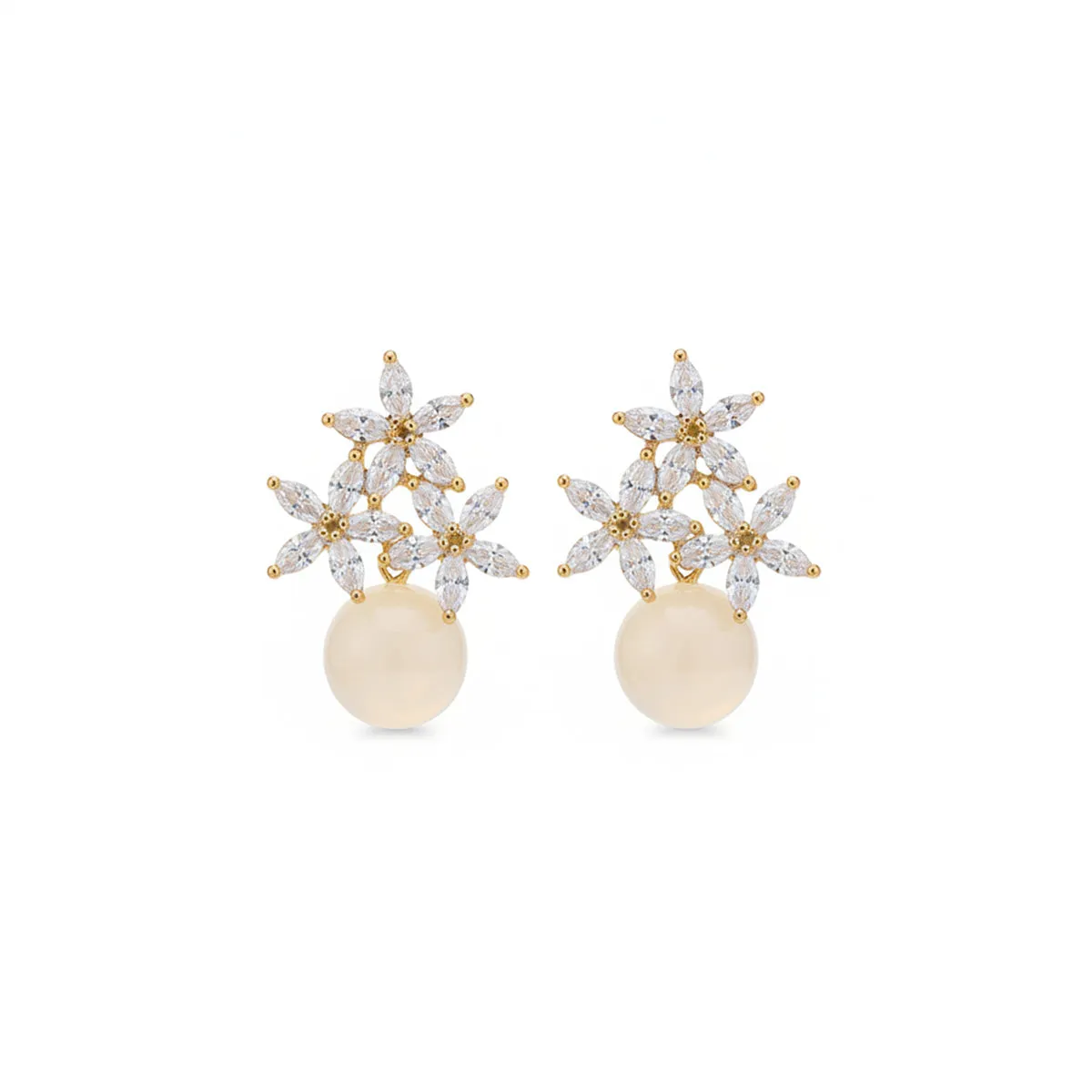 Goldtone & Clear Cubic Zirconia Floral Stud Earrings sold by Zulily product image thumbnail 2