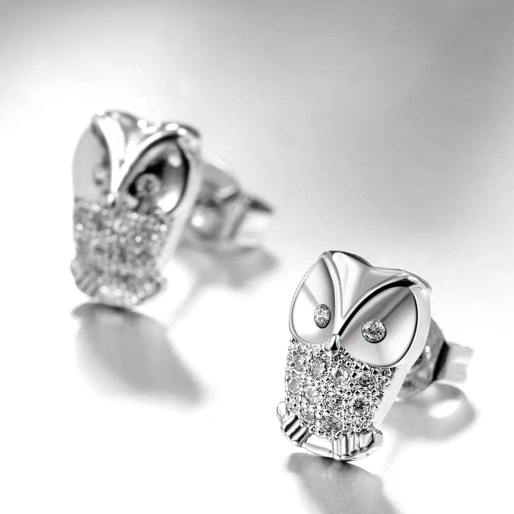 Cubic Zirconia & Silvertone Owl Stud Earrings sold by Zulily product image thumbnail 2