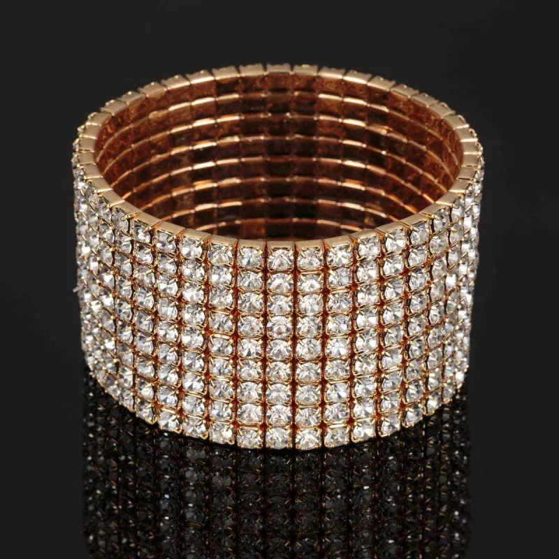 Cubic Zirconia & Goldtone Stretch Bracelet made by Zulily