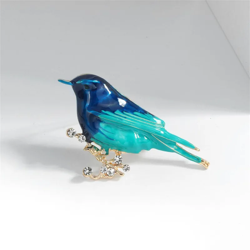 Blue Enmael & Cubic Zirconia Goldtone Bird Brooch made by Zulily