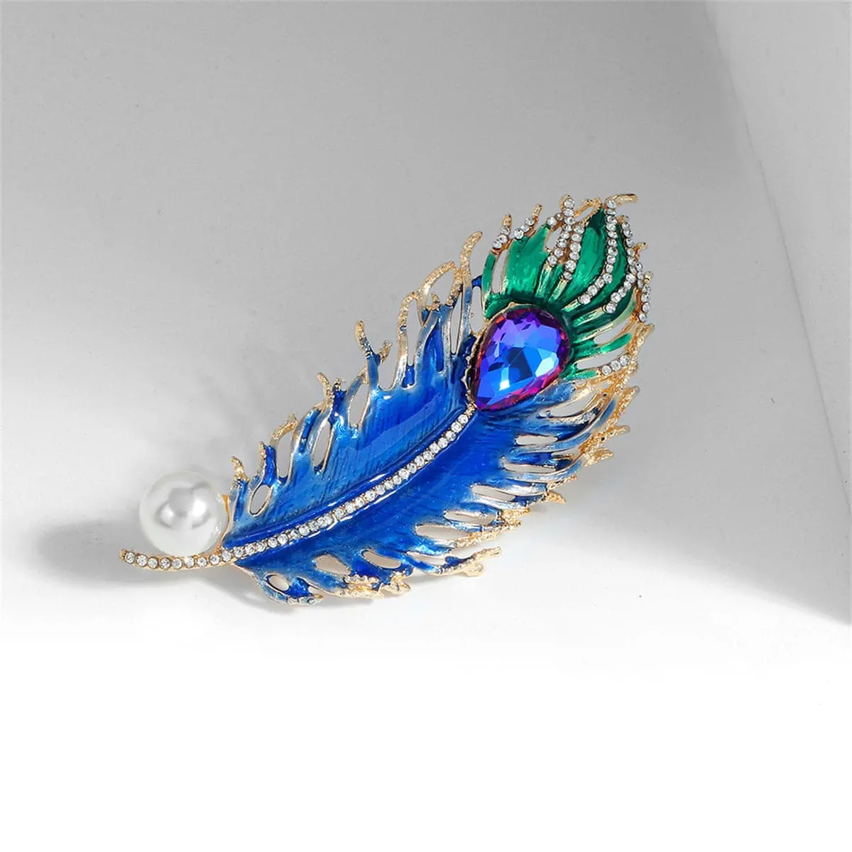 Blue Crystal & Cubic Zirconia Feather Brooch sold by Zulily product image thumbnail 2