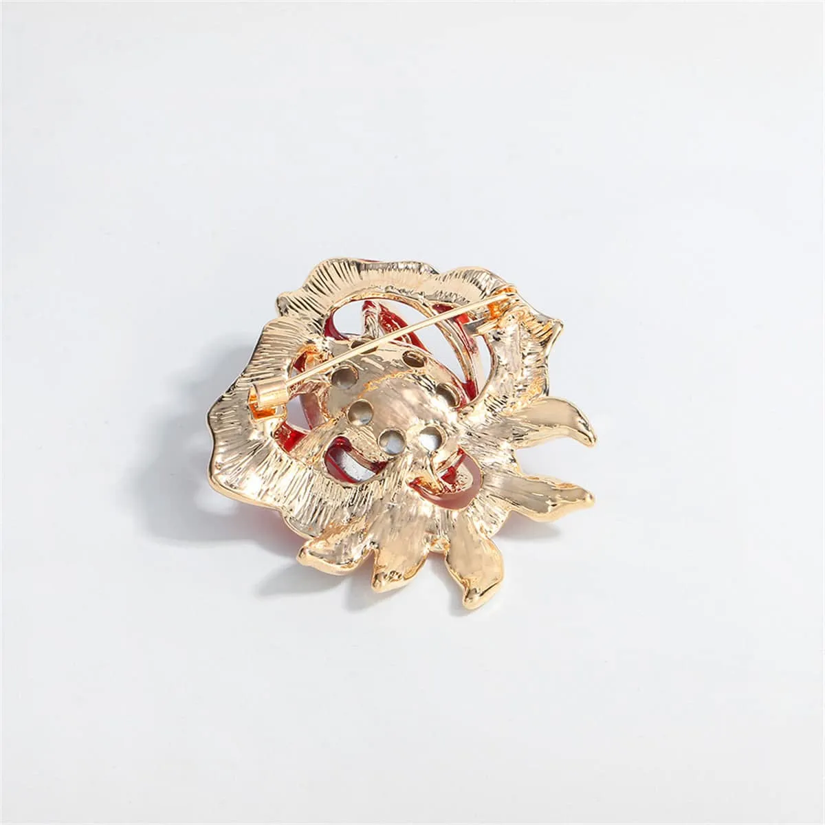Red Crystal & Cubic Zirconia Goldtone Rose Brooch sold by Zulily product image thumbnail 3