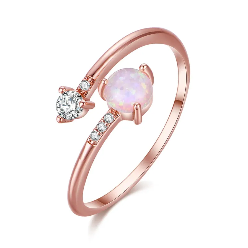 Pink Opal & Cubic Zirconia Bypass Ring made by Zulily