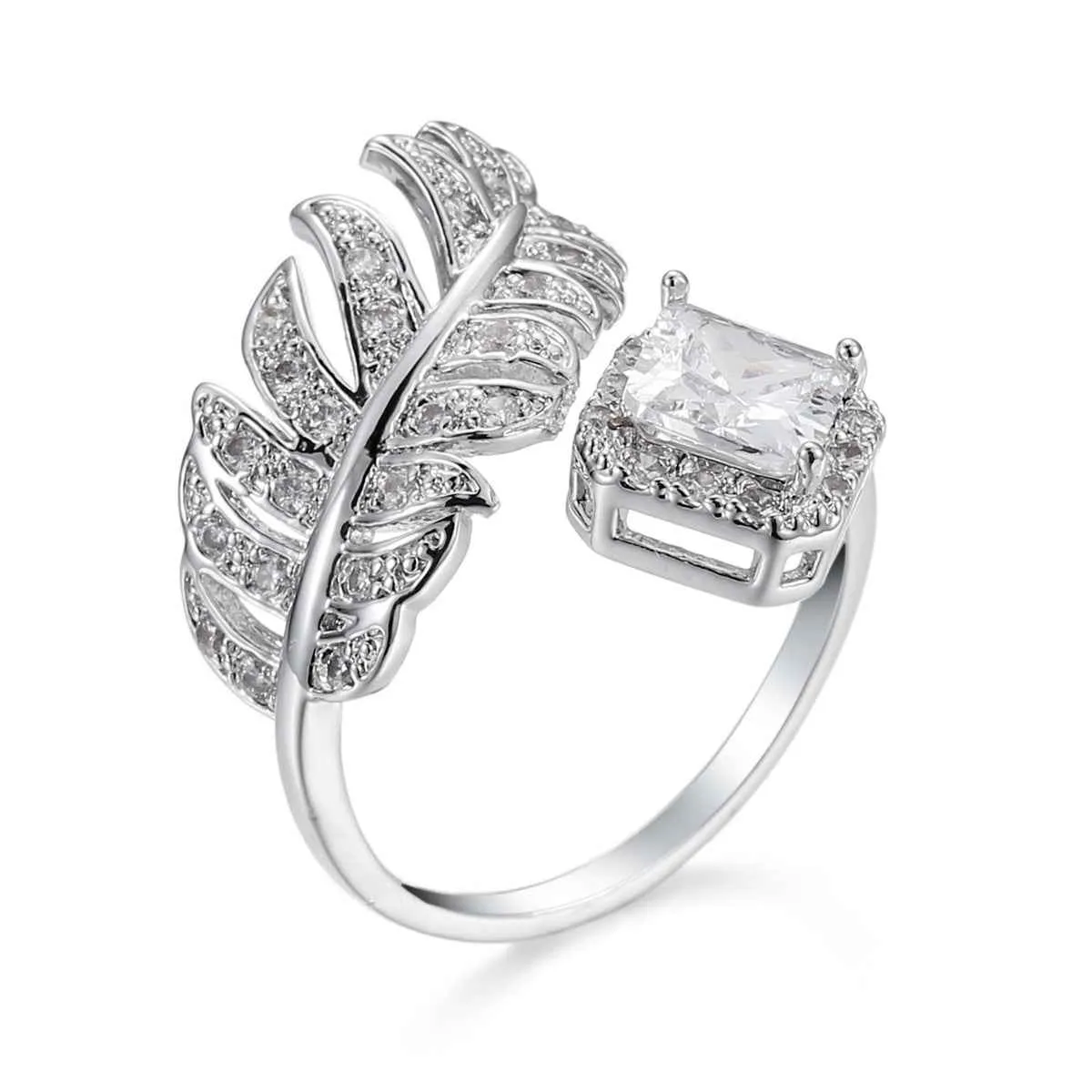 Crystal & Cubic Zirconia Silvertone Leaf Bypass Ring sold by Zulily