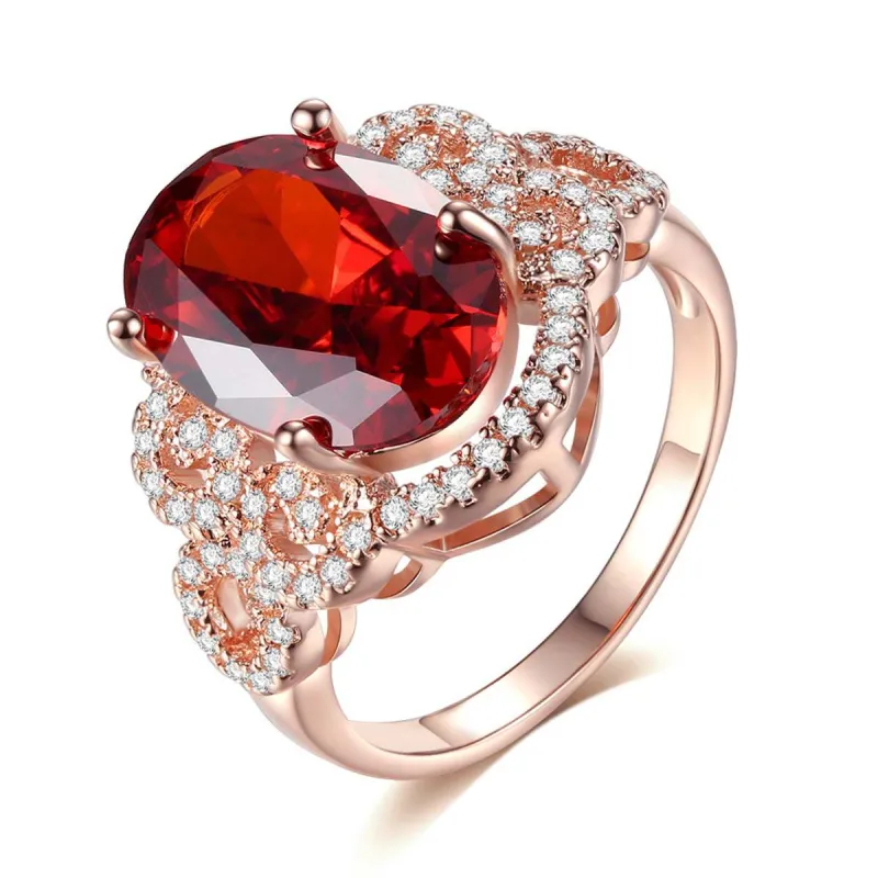 Rose Goldtone & Red Crystal Ring made by Zulily