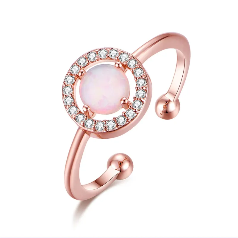 Opal & Cubic Zirconia Rose Goldtone Hola Open Ring made by Zulily