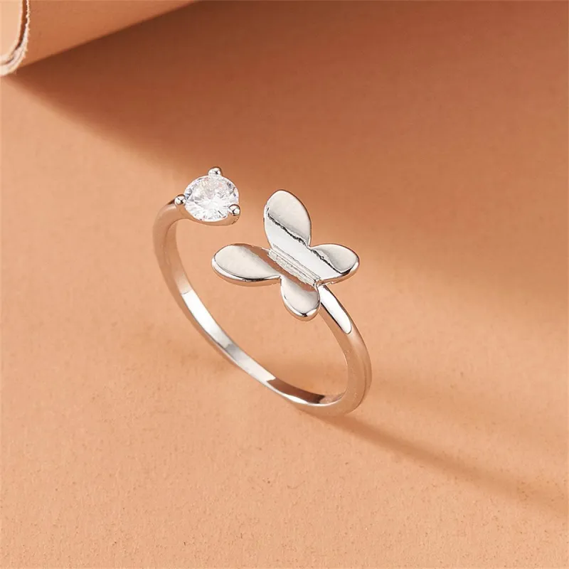 Cubic Zirconia & Silvertone Butterfly Open Ring made by Zulily