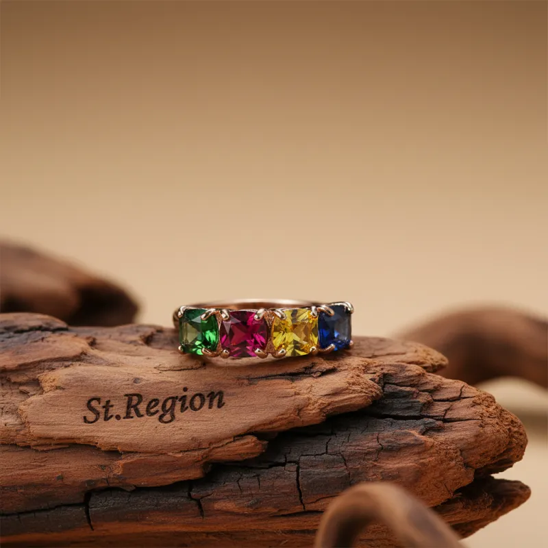 Crystal & Rose Goldtone Blue Princess-Cut Ring made by Zulily