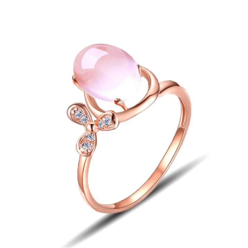 Pink Cats Eye & Cubic Zirconia Floral Adjustable Ring made by Zulily