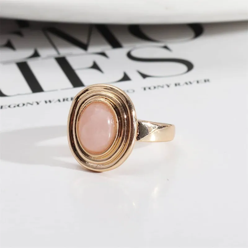 Pink Quartz & Goldtone Oval-Cut Layered Ring made by Zulily