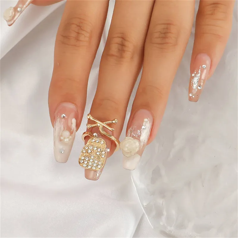 Cubic Zirconia & Goldtone Skull Bypass Midi Ring made by Zulily